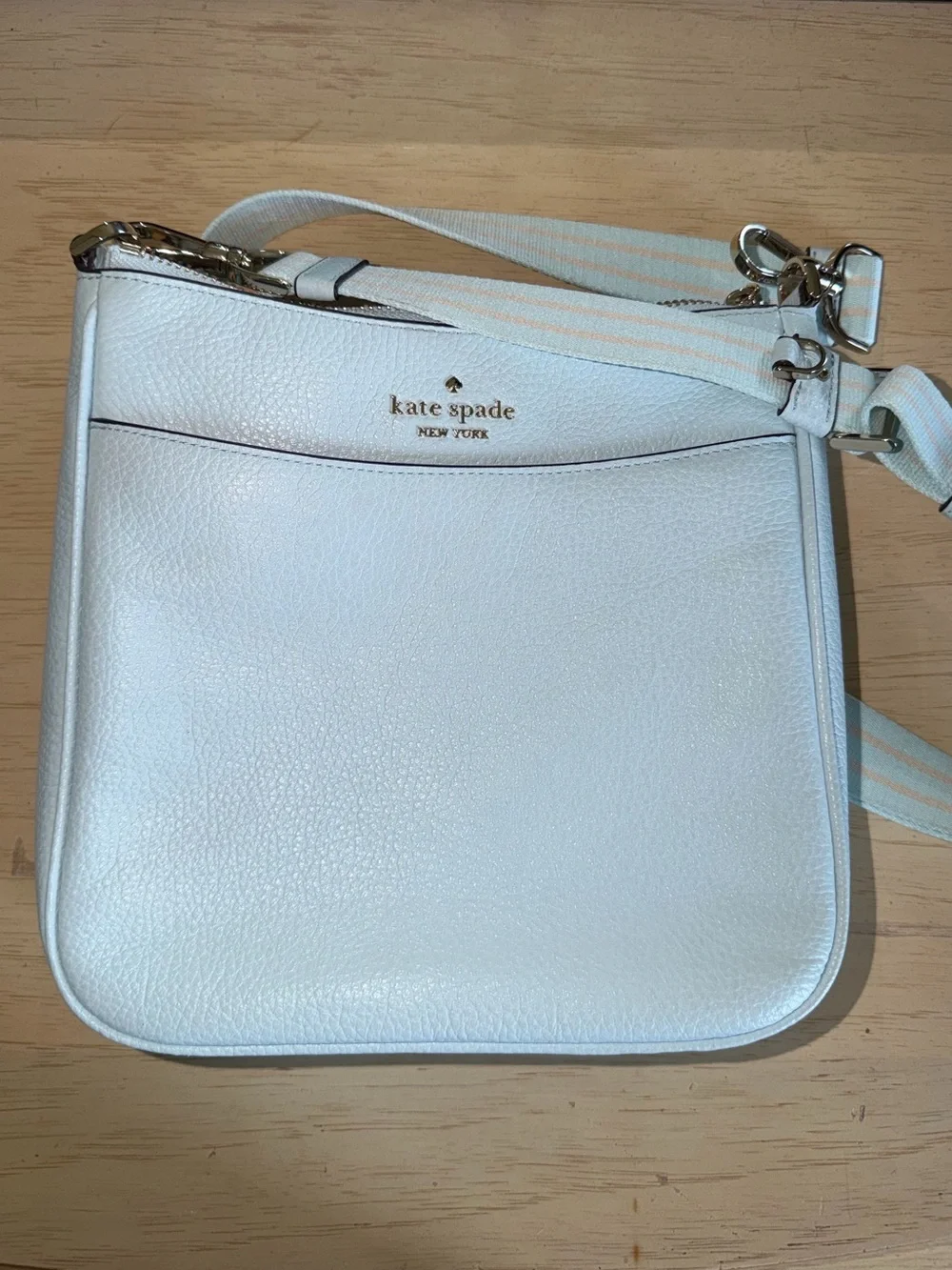 Kate Spade New York Pebbled Leather Crossbody + Matching Coin Purse - Light Blue